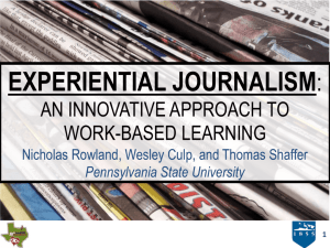 Experiential Journalism: An Innovative Approach to Work