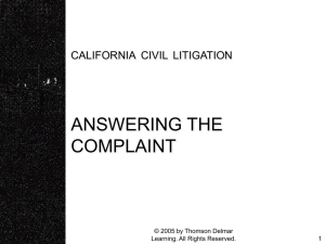 Chapter 9 - Answering the Complaint - Delmar