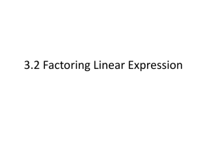 7.5 Factoring Linear Expression