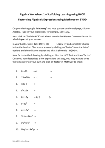 Algebra Factorising worksheet