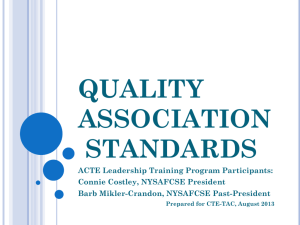 Quality Assoication Standards - CTE Technical Assistance Center of