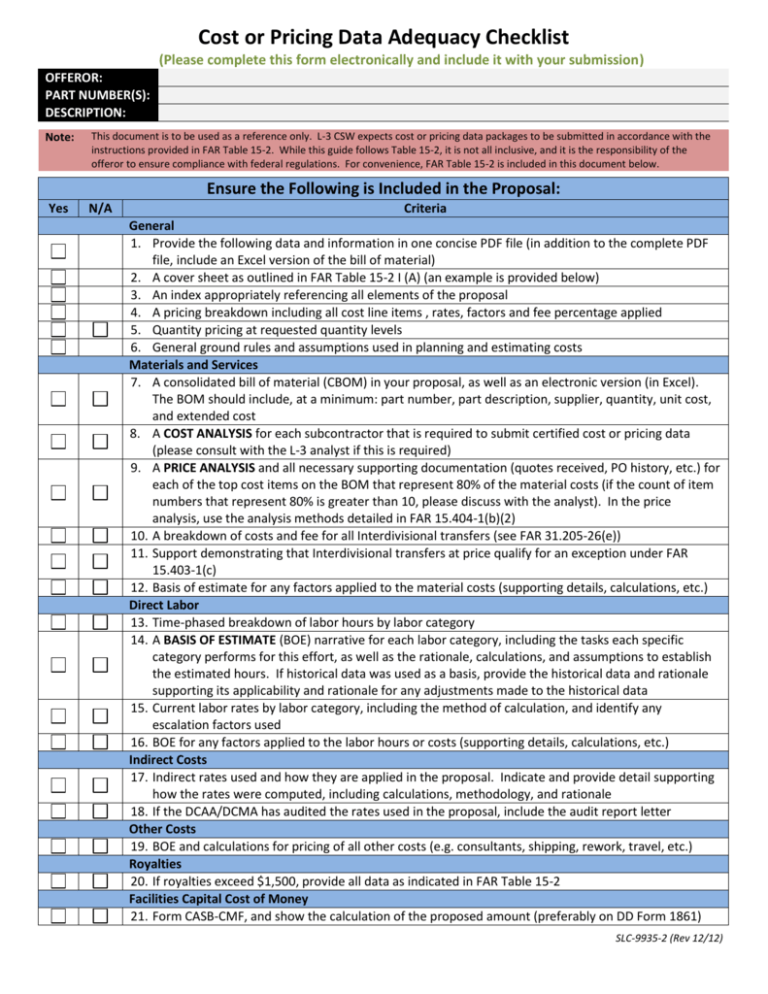 CoPD Adequacy Checklist - L