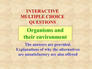 Interactive questions: Organisms and their environment