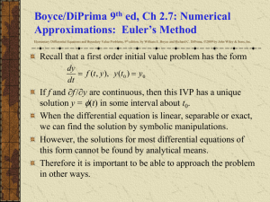 Numerical Approximations: Euler's Method