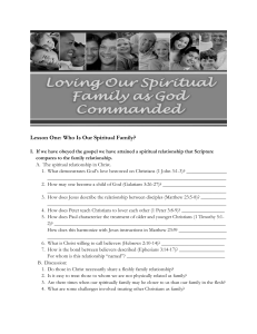 Lesson One: Who Is Our Spiritual Family?