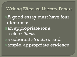PowerPoint on Writing Effective Literary Papers