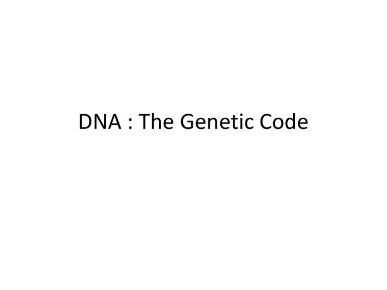 DNA : The Genetic Code