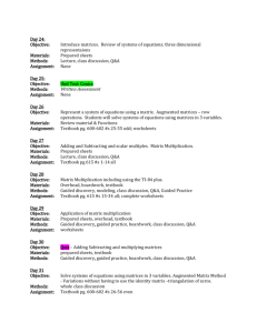 Day 24: Objective: Introduce matrices. Review of systems of