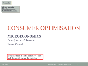 Consumer optimisation
