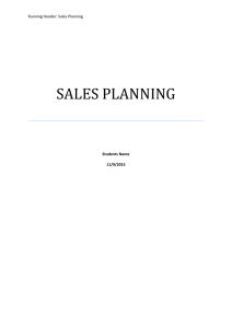 sales planning - Cheap Assignment Help