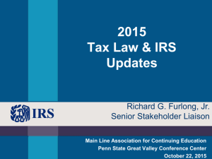 Tax Law & IRS Updates (Oct 22 2015 MACE)