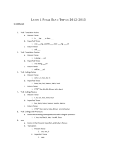 Latin 1 Final Exam Topics 2012-2013