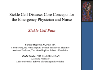 Pain in Sickle Cell Disease - Emergency Department Sickle Cell