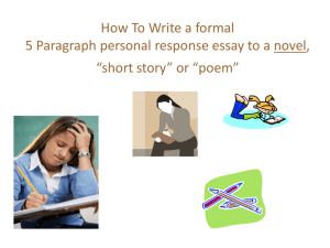 How To Write a formal 5 Paragraph personal response essay to a