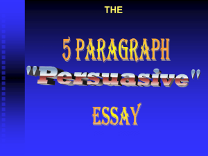 Writing: The five paragraph persuasive essay