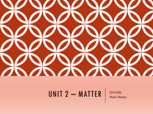 Unit 2 – Matter