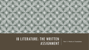 Ib Literature: The Written Assignment