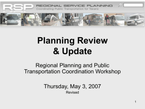 Planning Review & Update - Regional Service Planning