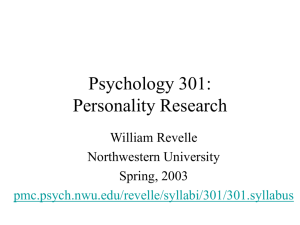 Psychology 301: Personality Research