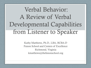 Verbal Behavior: A Review of Verbal Developmental Capabilities