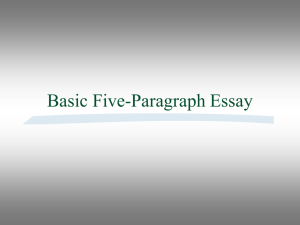 Five Paragraph Essay Notes