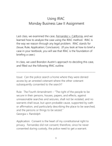 Using IRAC Monday Business Law II Assignment