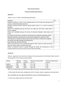 Chemical bonding worksheet 4 answer