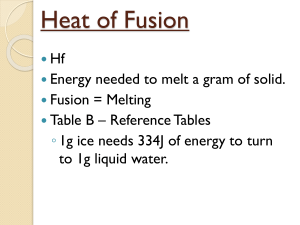 Heat of Fusion - Day 1 Introduction to Chemistry and Measurement