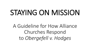STAYING ON MISSION A Guideline for How Alliance Churches