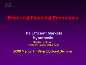 Empirical Financial Economics The Efficient Markets Hypothesis