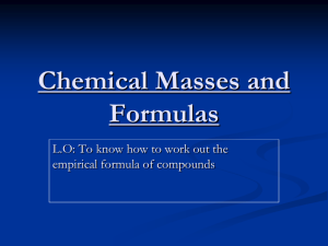 Chemical Masses and Formulas