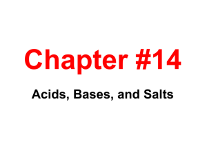 Chapter #16: Acids and Bases