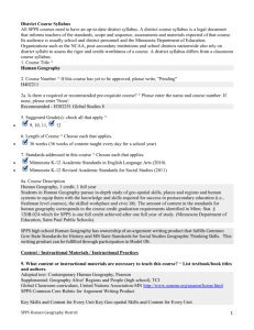 1) Unit I: Geo-Spatial Technology and Geographic Inquiry, 4 weeks