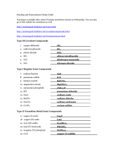 KEY Bonding and Nomenclature Test Study Guide