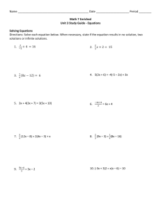 Name Date Period ______ Math 7 Enriched Unit 3 Study Guide