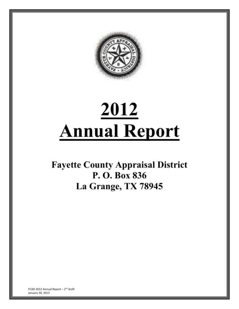 2012 annual report Fayette County Appraisal District