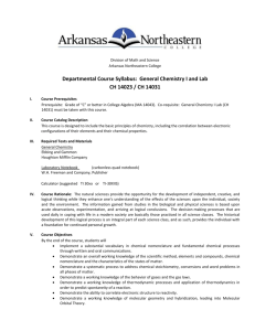 General Chemistry I and Lab - Arkansas Northeastern College