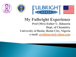 My Fulbright Experience By Prof (Mrs)