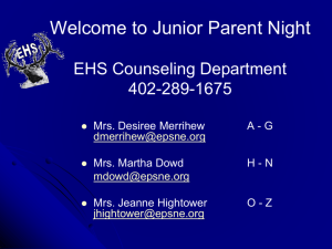 Welcome to Junior Parents* Night
