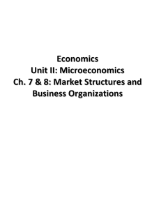 Market Structures & Business Organizations