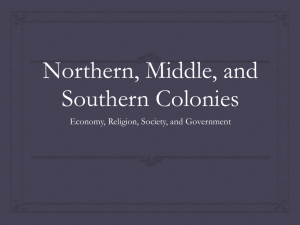 North, Middle, and Southern Colonies