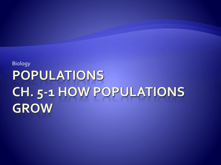 Populations Ch 5 1 How Populations Grow