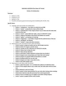 Articles of Confederation Notes