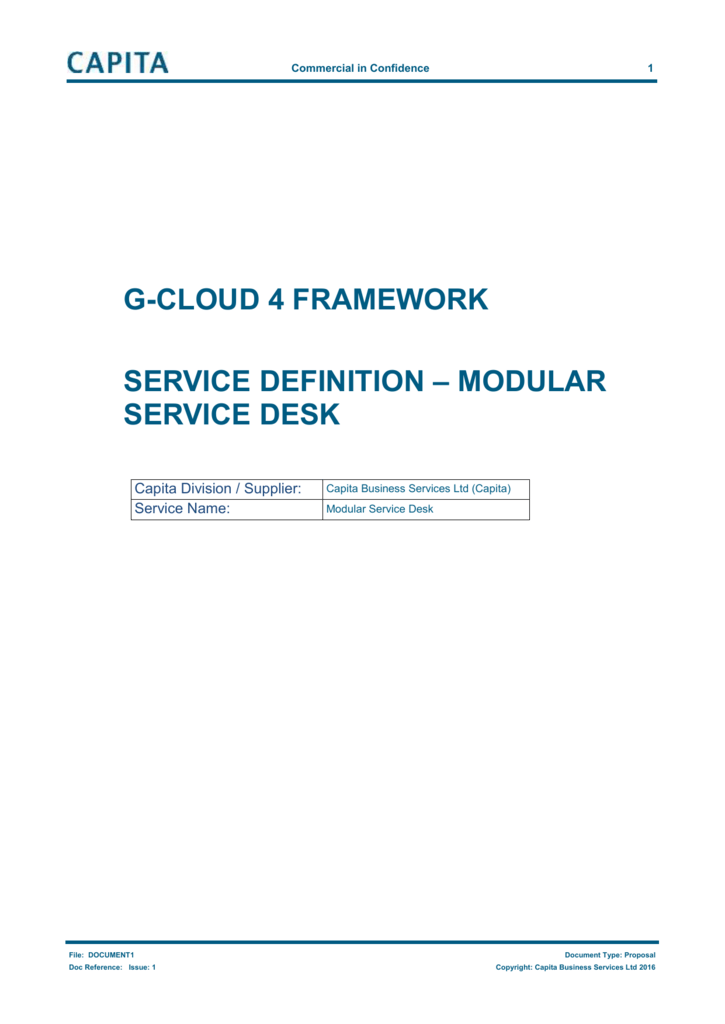 Service Definition Modular Service Desk