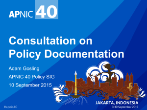 Consultation on Policy Documentation