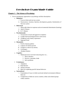 PSYCHOLOGY FINAL EXAM STUDY GUIDE Spring 2014