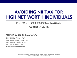 Avoiding NII Tax For High Net Worth Individuals