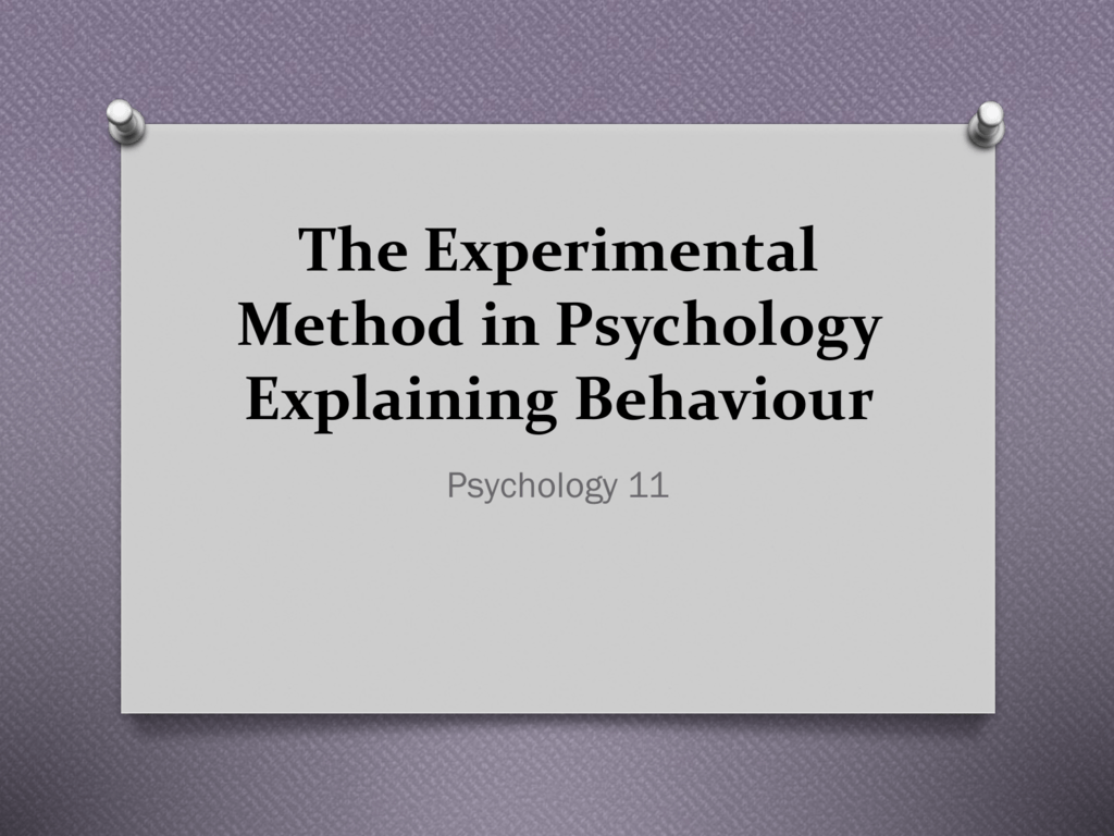 the experimental method in psychology