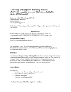 Legal Environment Of Business And Ethics Spring 2014 Room 210
