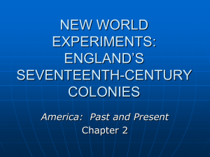 COMPETING VISIONS: ENGLISH COLONIZATION IN THE